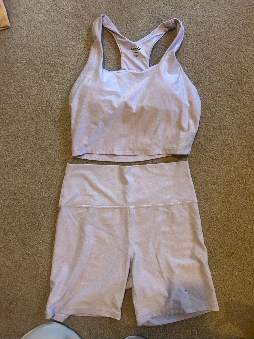 Old Navy Active Light Purple Cloud+ Sports Bra and Biker Shorts